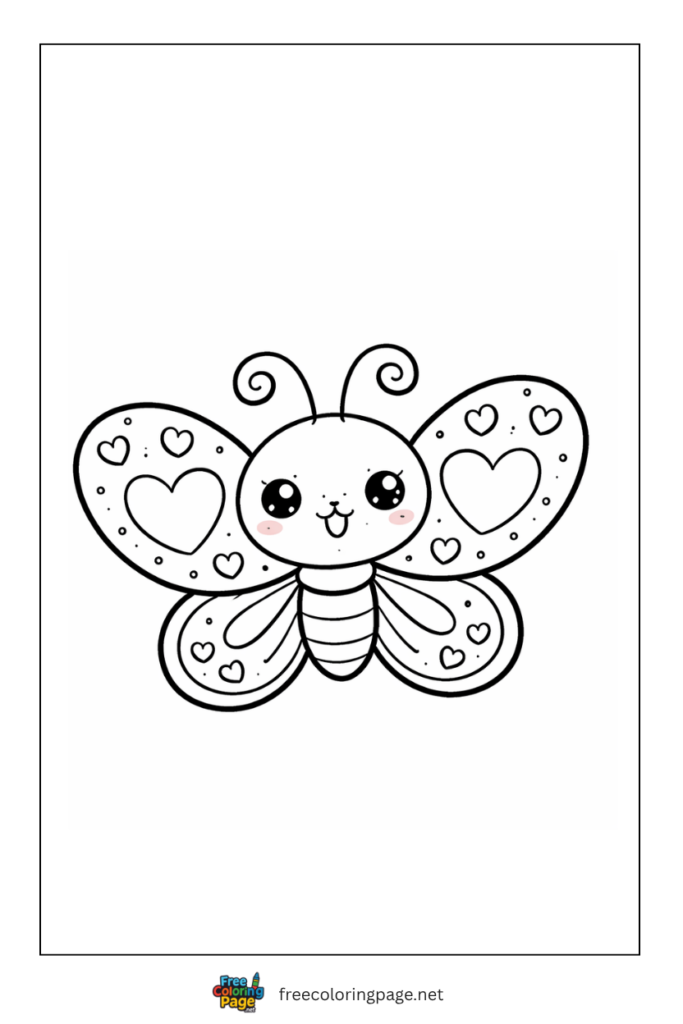 coloring page of kawaii butterfly