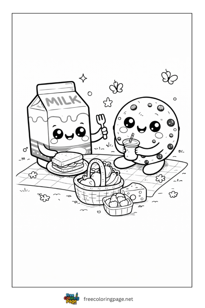 coloring page of kawaii cookie