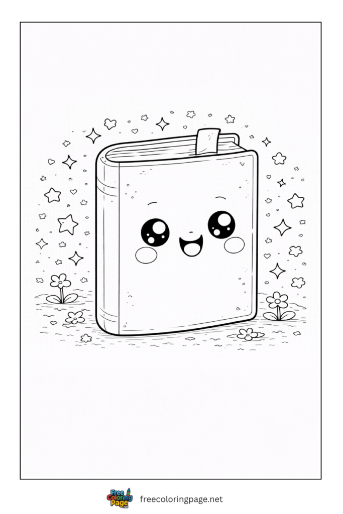 coloring page of kawaii diary