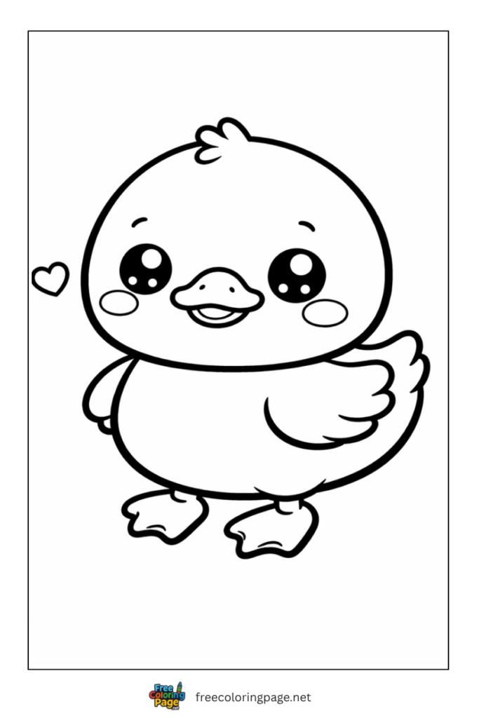 coloring page of kawaii duck