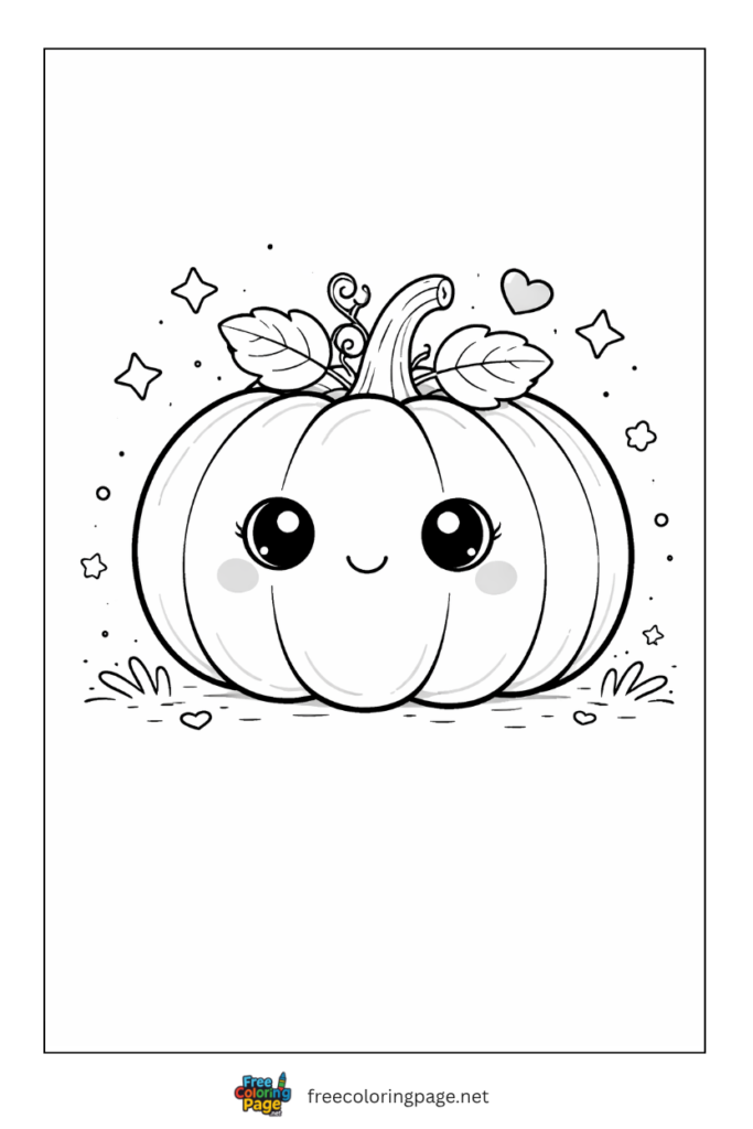coloring page of kawaii pumpkin