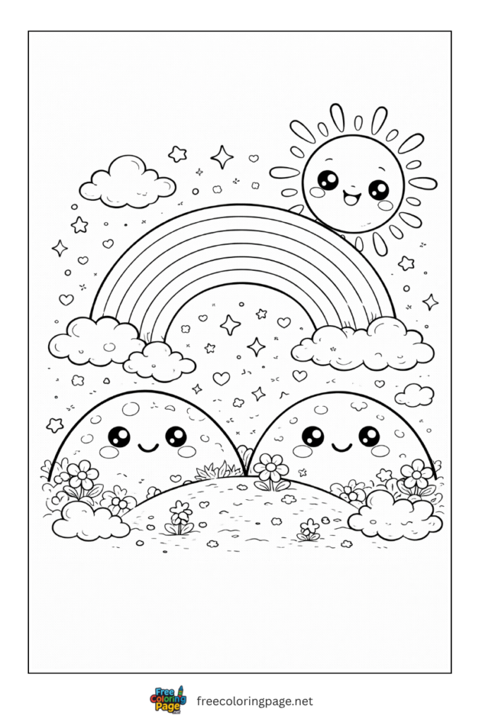 coloring page of kawaii summer 