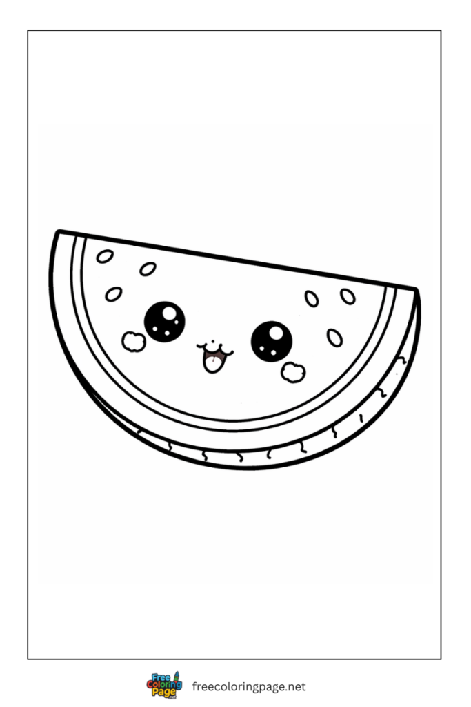 coloring page of kawaii watermelon slice