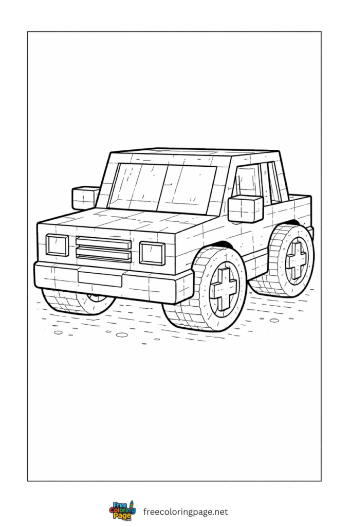 coloring page of minecraft car