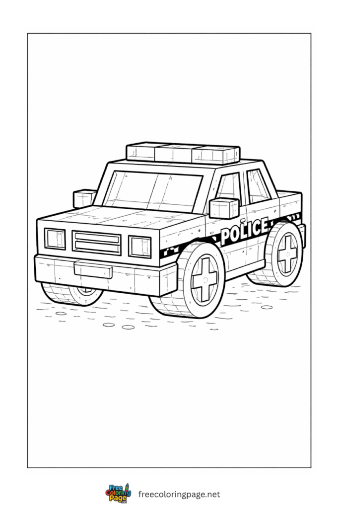 coloring page of minecraft police car