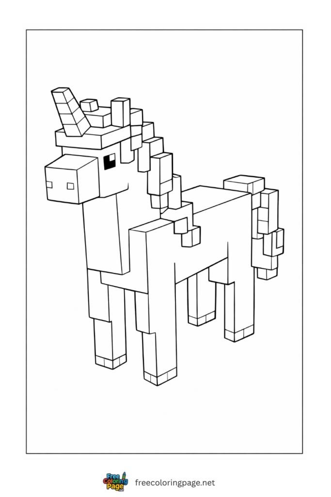 coloring page of minecraft unicorn