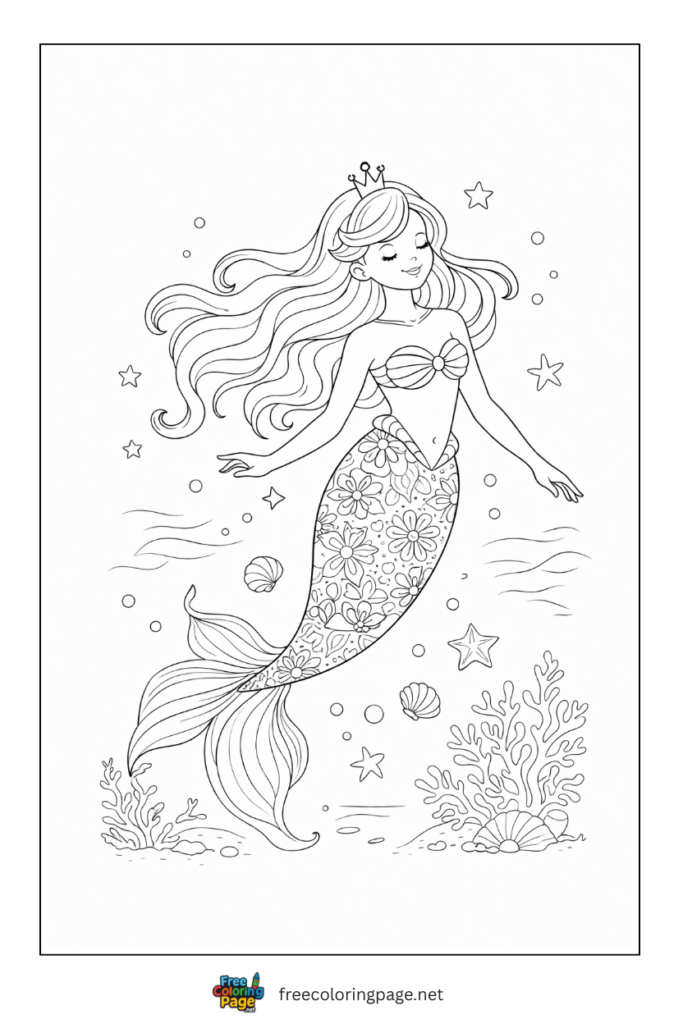 coloring page of real mermaid for adults