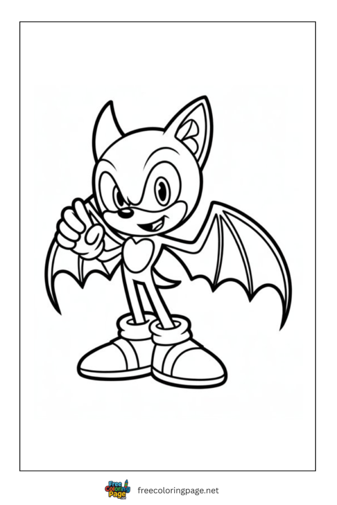 coloring page of rogue the bat from sonic