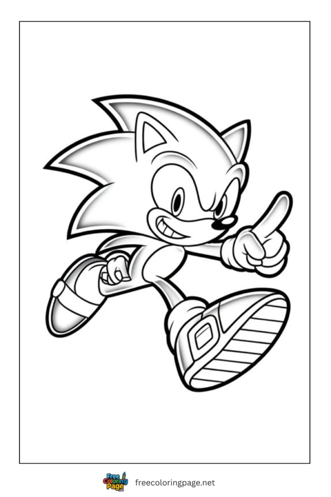coloring page of sonic running