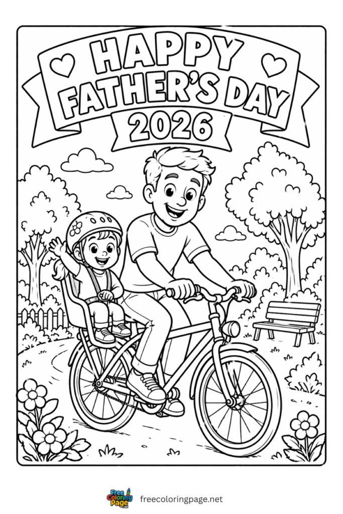 coloring page of happy father's day 2026  