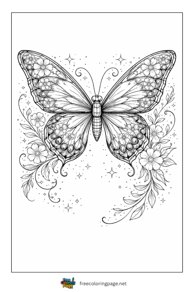 coloring page of aesthetic butterfly 