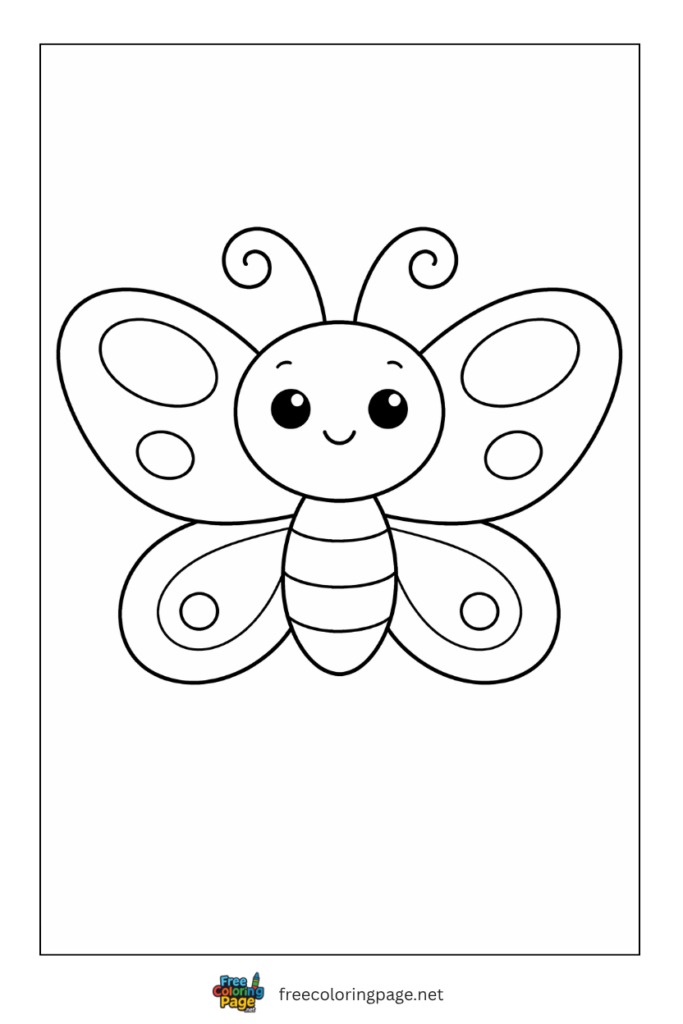 coloring page of easy butterfly for preschool