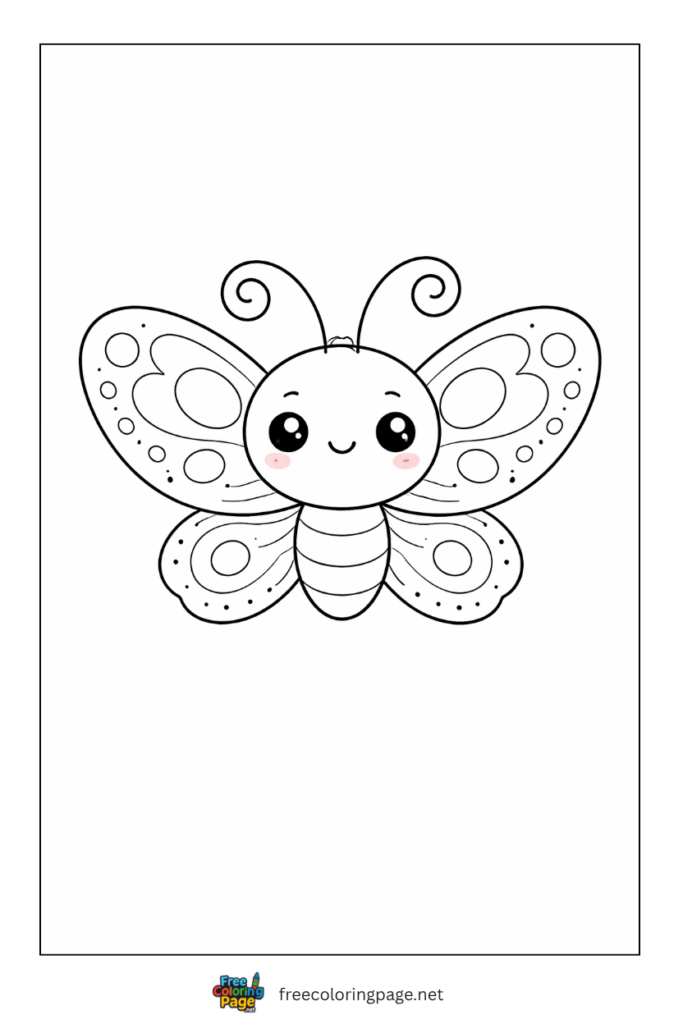 coloring page of cute butterfly for kids