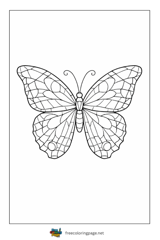 coloring page of butterfly mosaic 