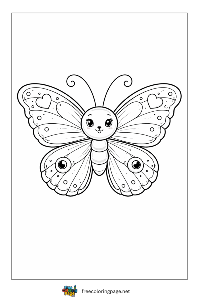 coloring page of cartoon butterlfy