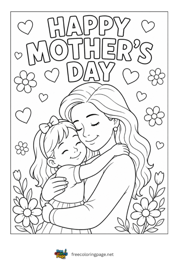 coloring page of happy mother's day wish