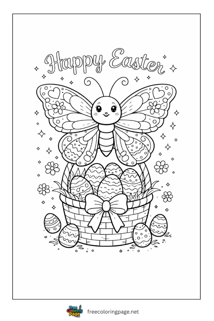 coloring page of butterfly easter