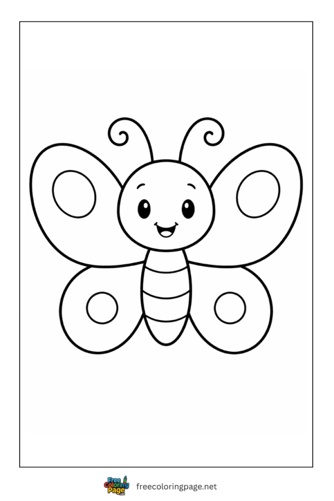 coloring page of easy butterfly for kids