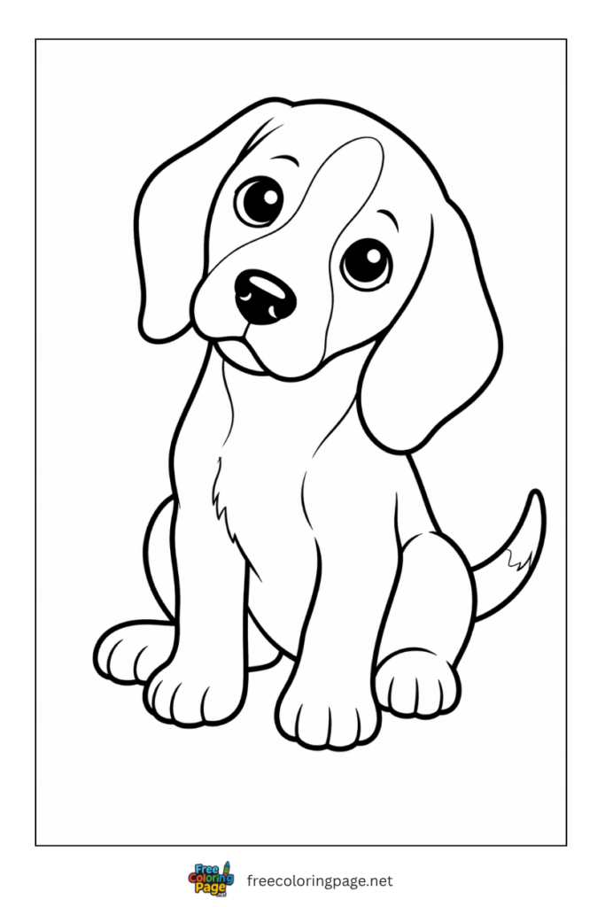 coloring page of easy puppy for preschool