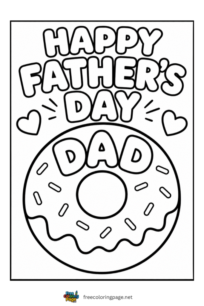 coloring page of father's day 2026 for kids