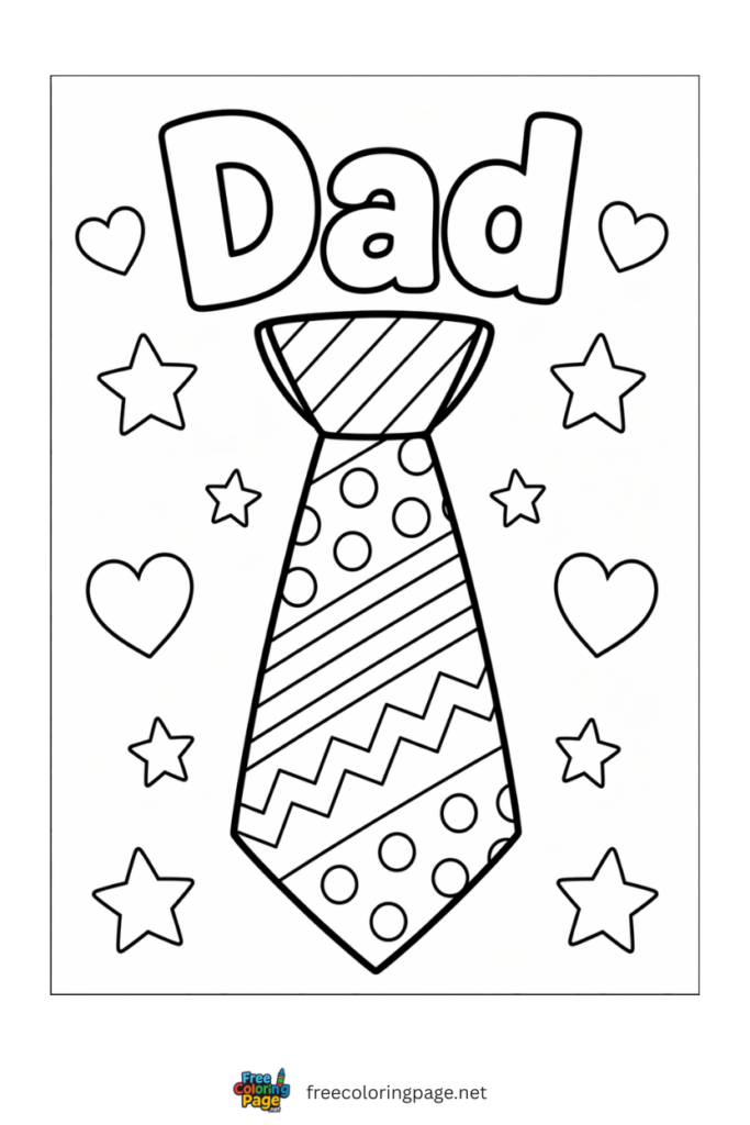 coloring page of father's day dad's tie
