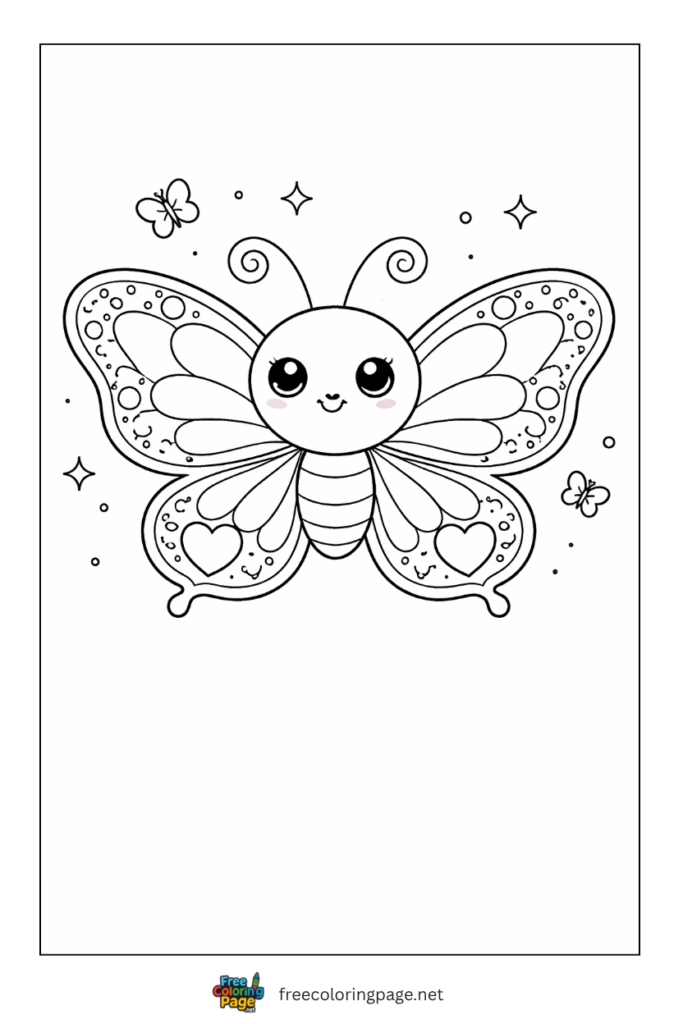 coloring page of butterfly cartoon style 