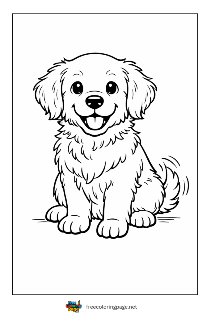 coloring page of golden retriever puppy 