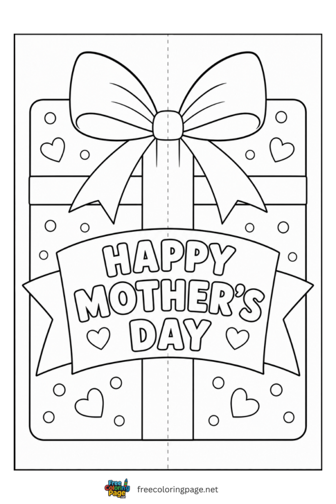 coloring page of mother's day card for preschool