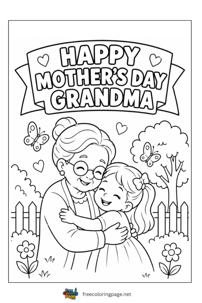 coloring page of mother's day wish for grandma