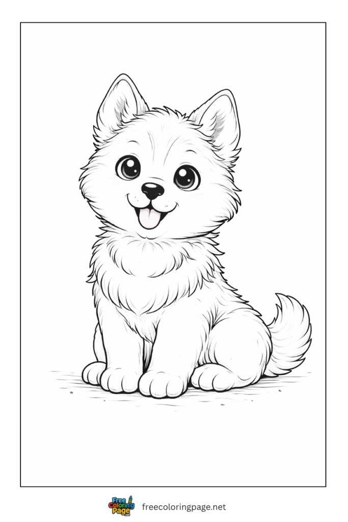 coloring page of husky puppy