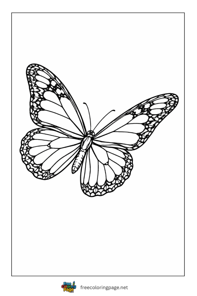coloring page of monarch butterfly flying