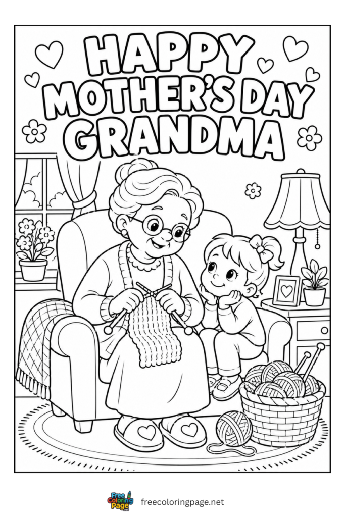 coloring page of mother's day wish for grandma