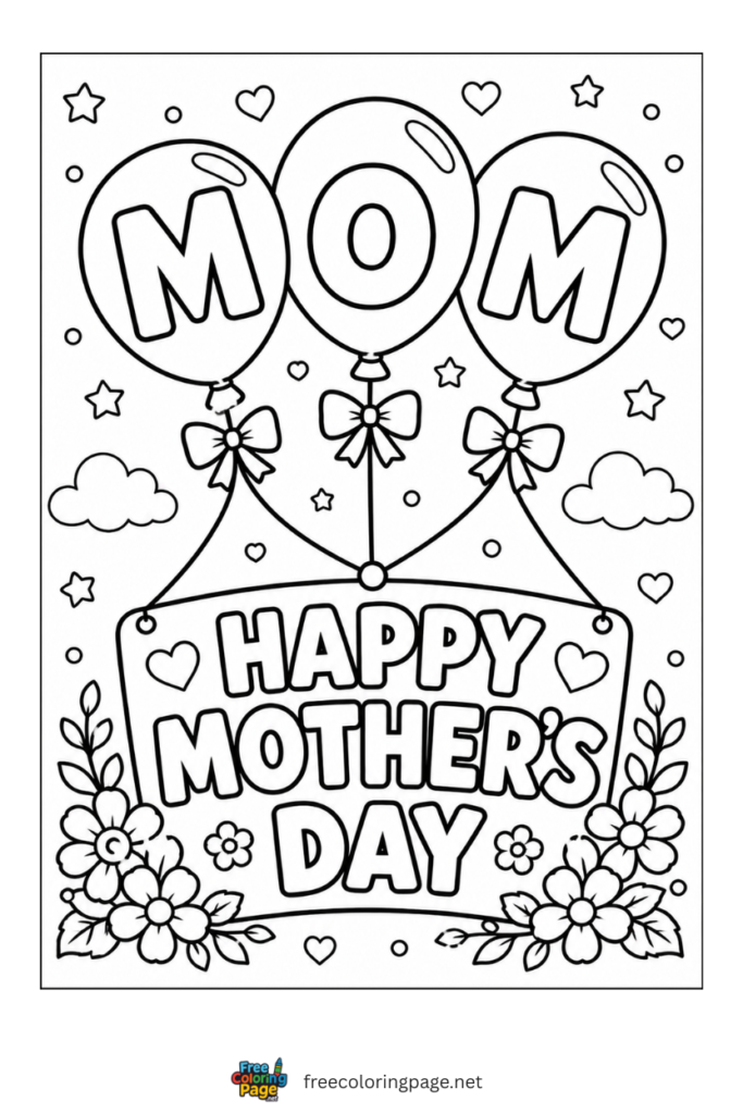 coloring page of mother's day  wishing mom