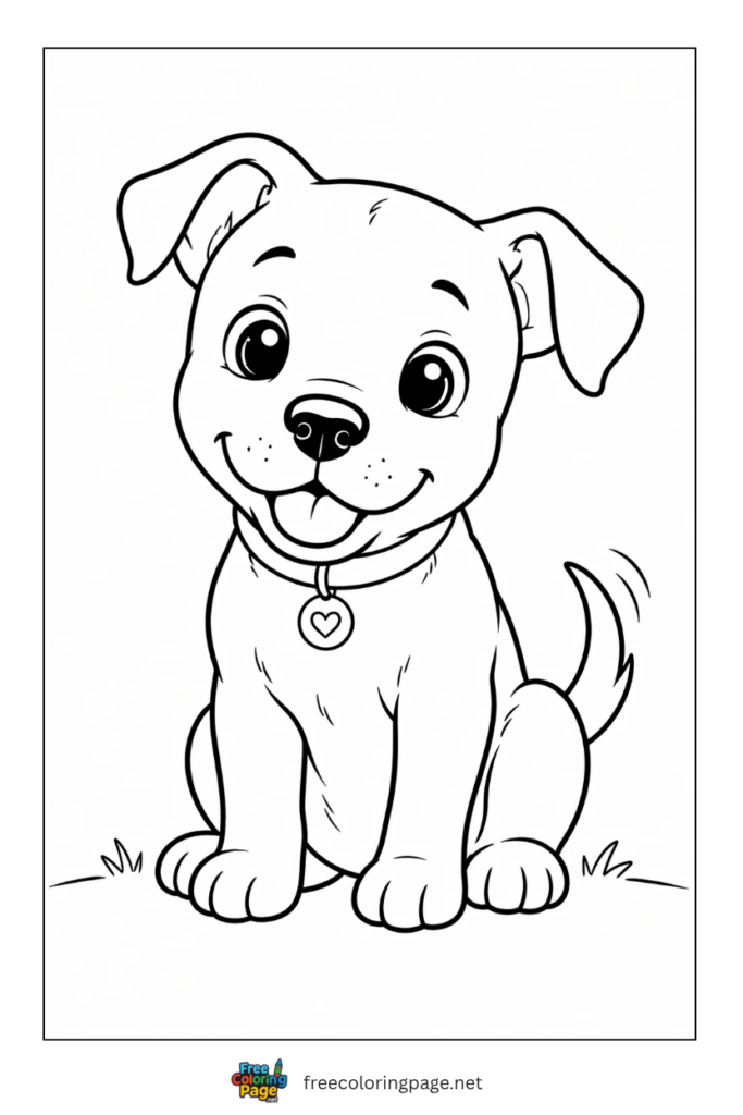coloring page of pitbull puppy