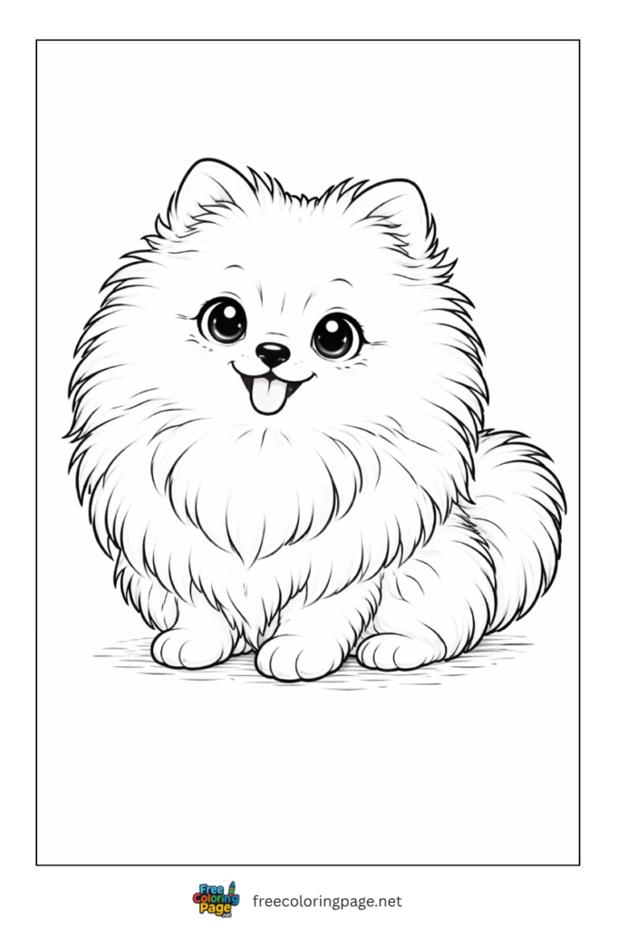 coloring page of pomerian puppy