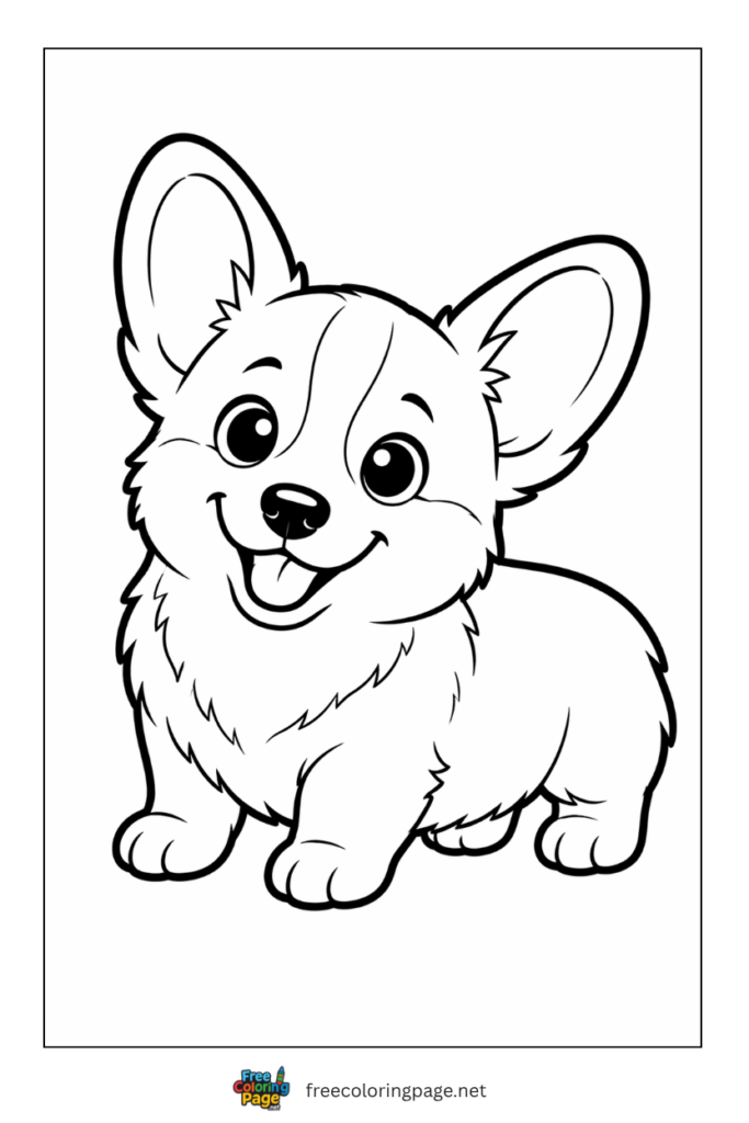 coloring page of cute cartoon puppy