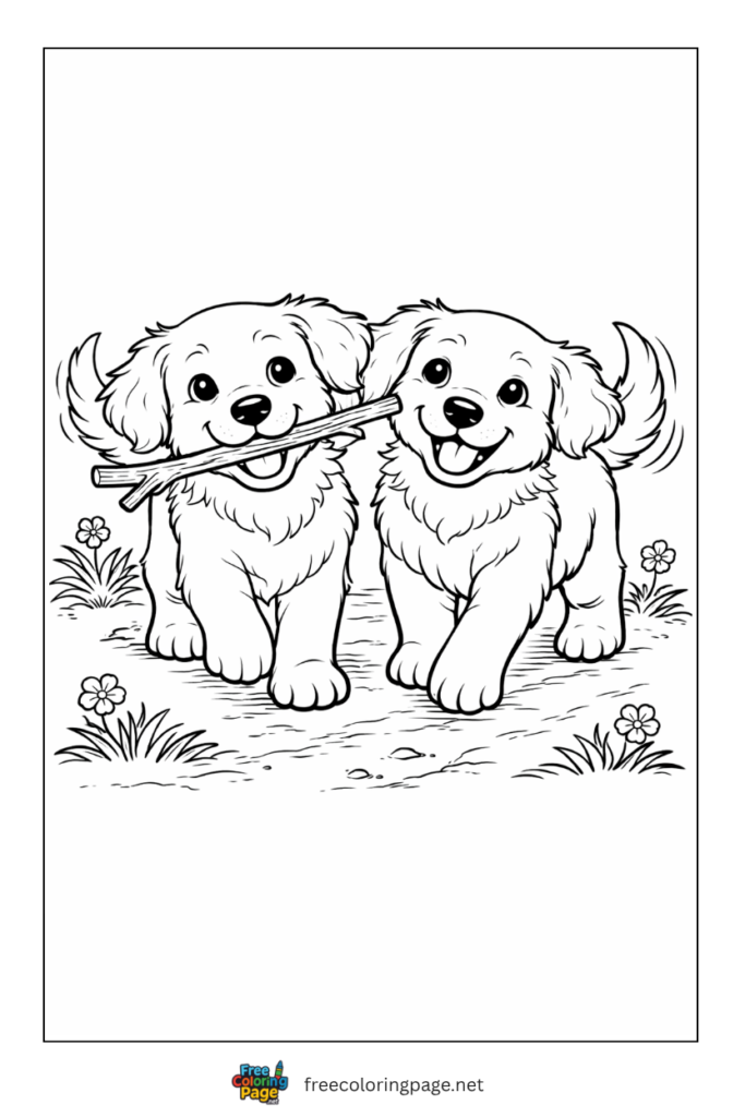 coloring page of puppy pals