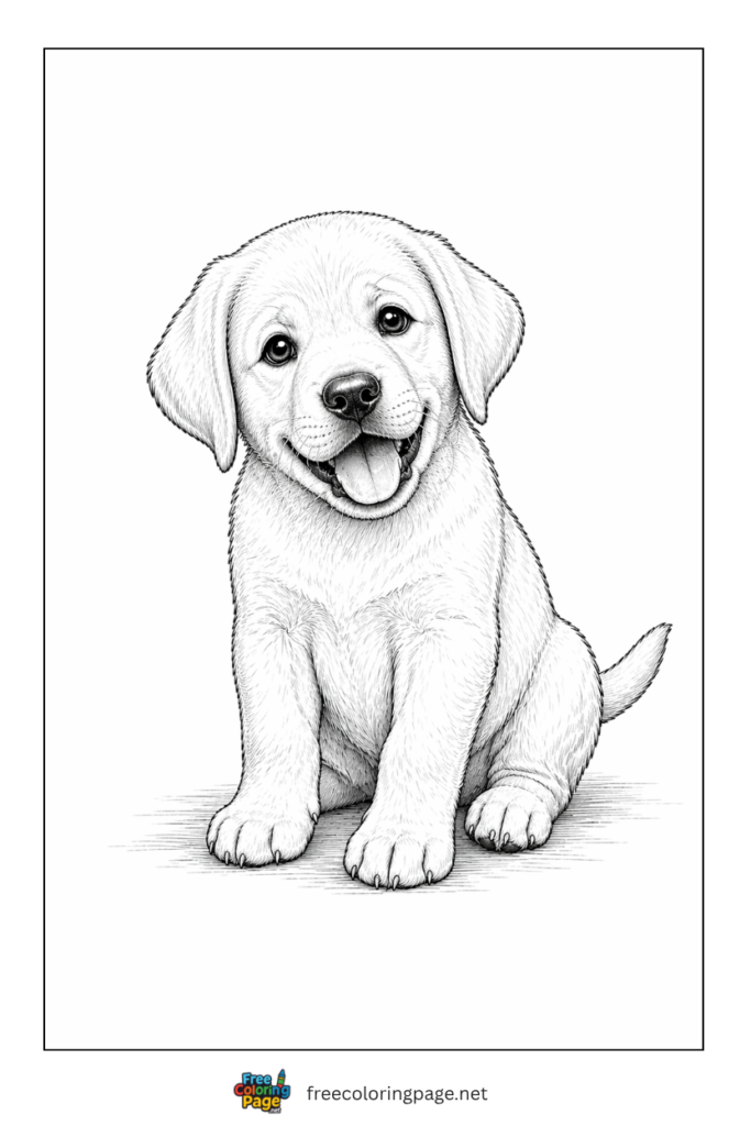 coloring page of real puppy