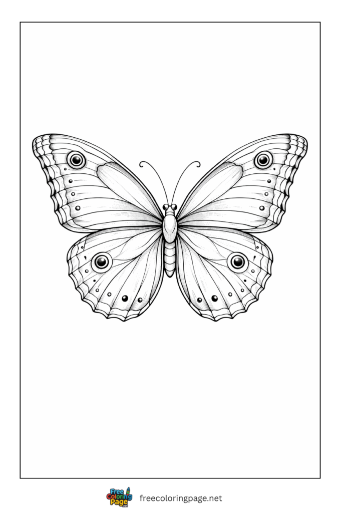 coloring page of realistic butterfly