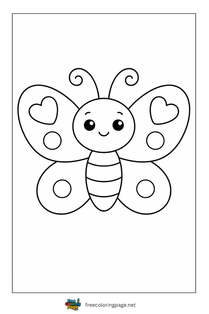 coloring page of easy butterfly with starry wings