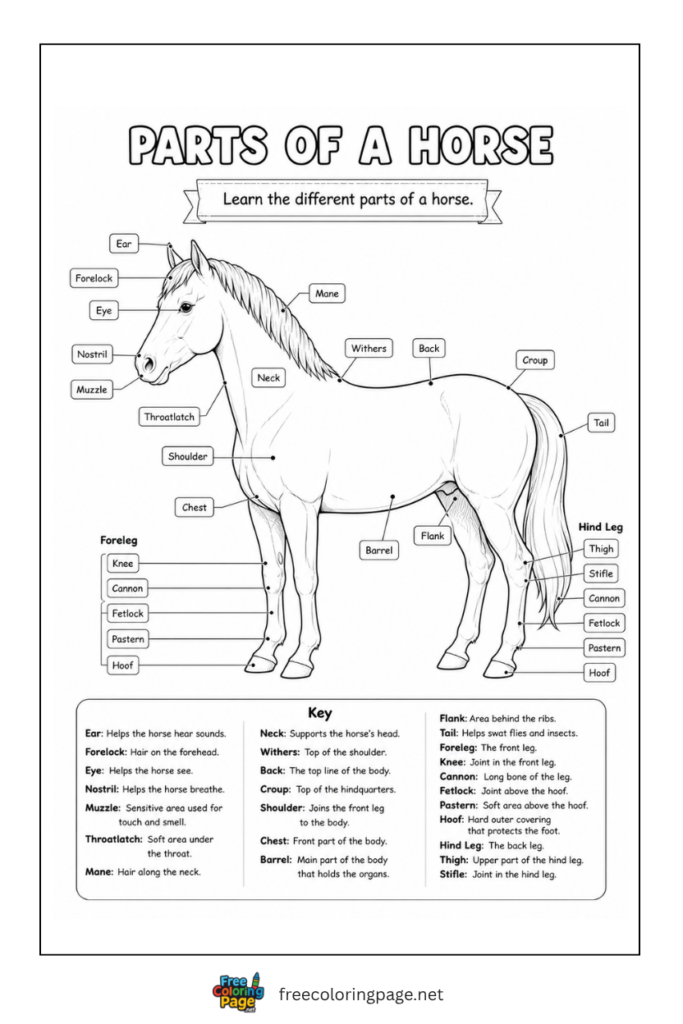 coloring page of horse anatomy