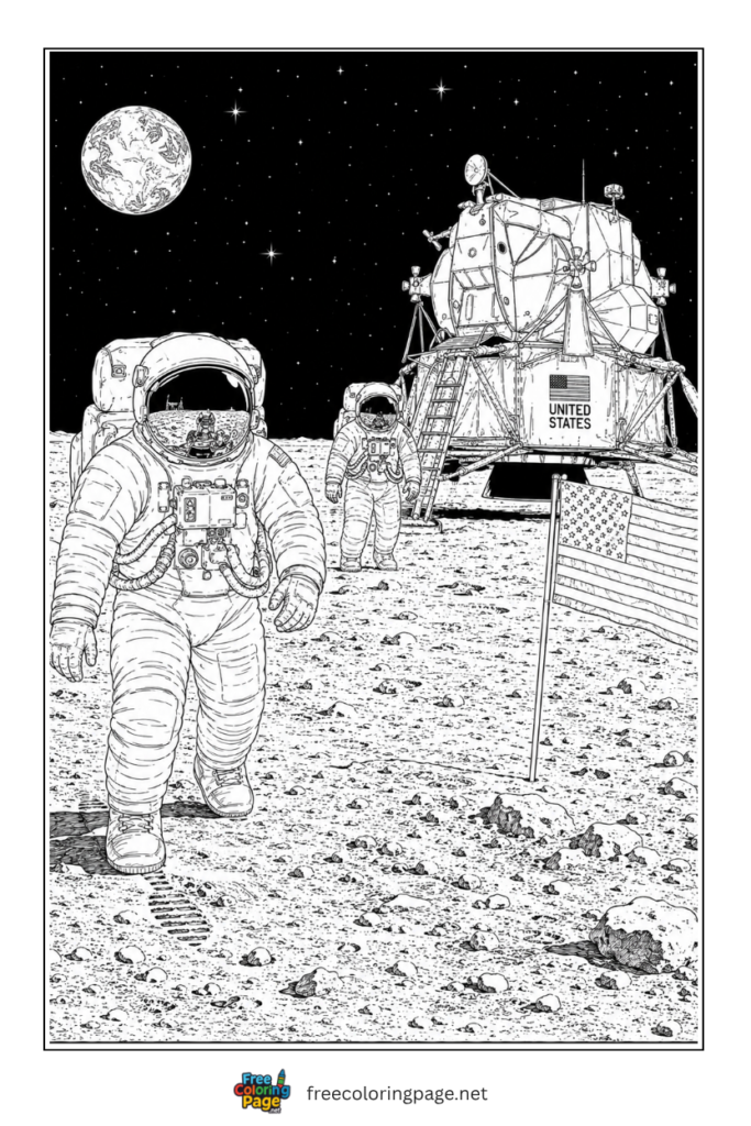 coloring page of apollo space program