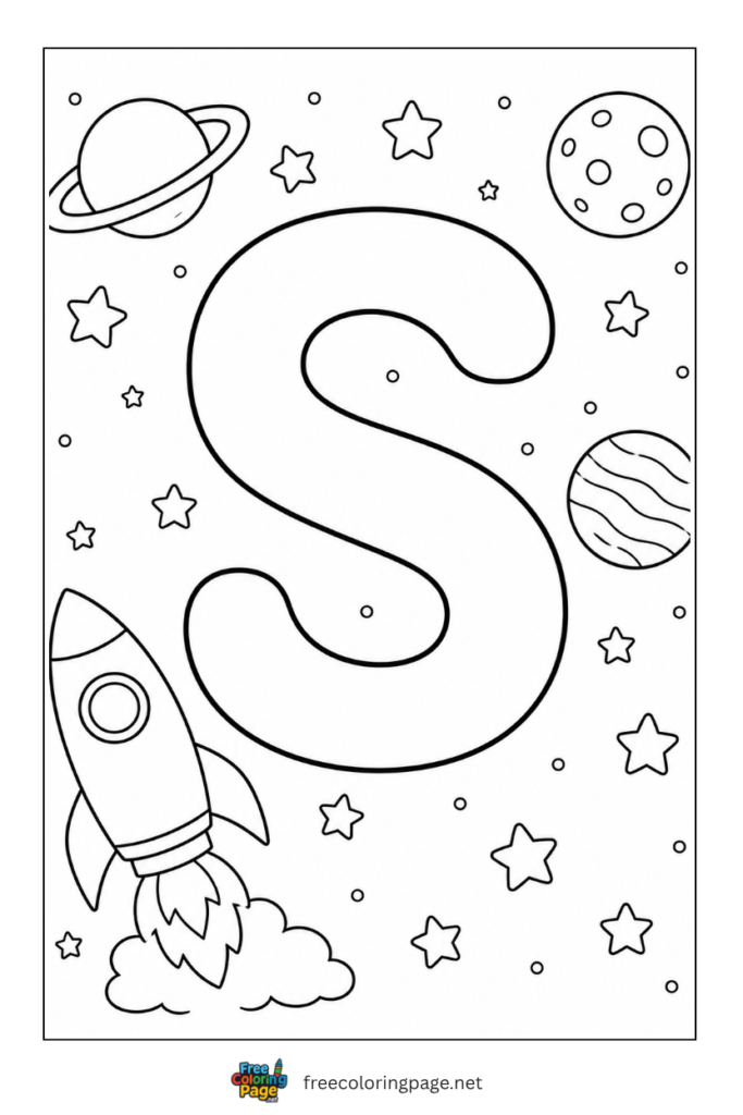 coloring page of letter S for space
