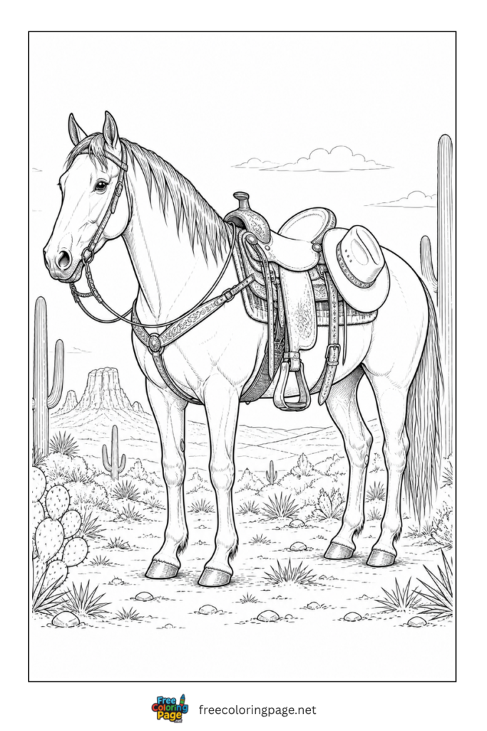 coloring page of horse with jockey
