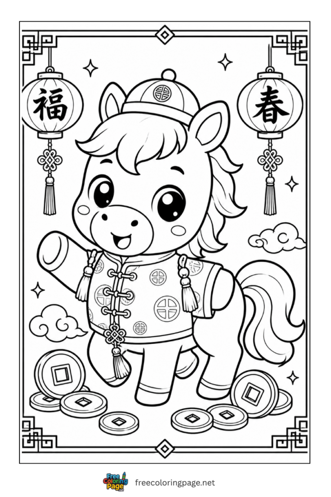 coloring page of lego horse 
