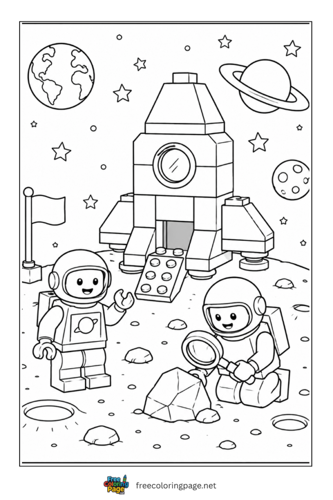 coloring page of lego space outer space