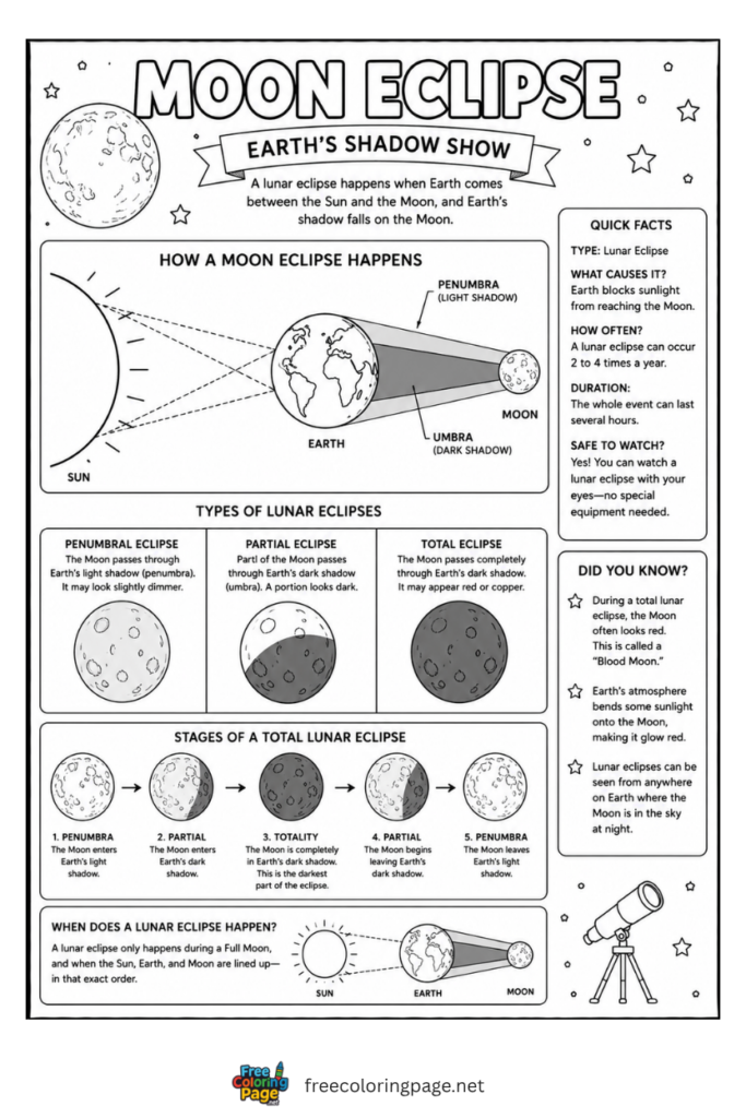 coloring page of lunar eclipse