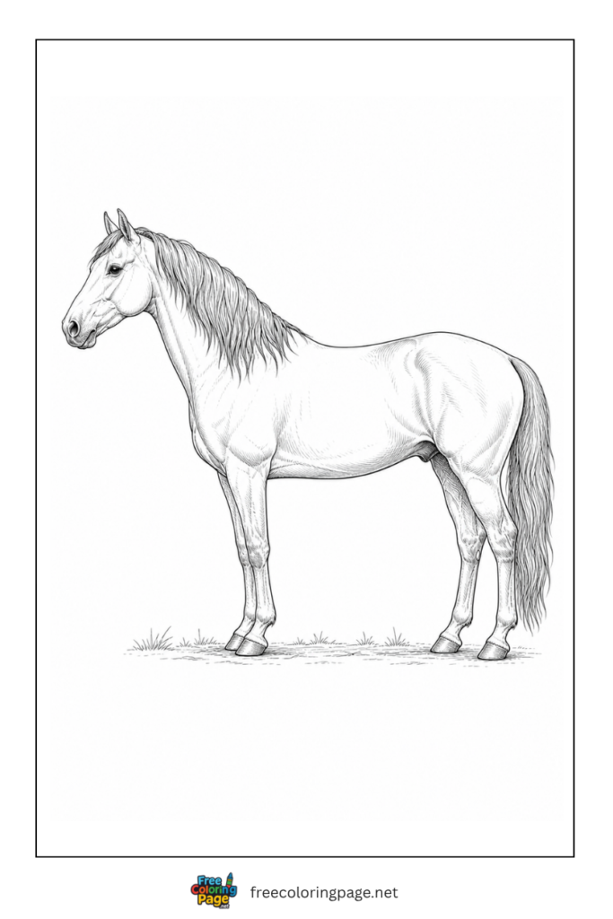 coloring page of realistic horse