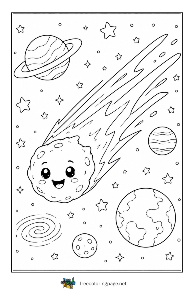 coloring page of cute metiorite