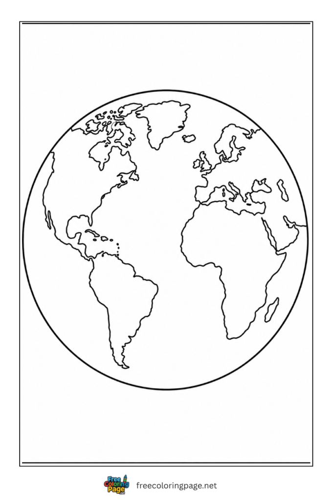 coloring page of very simple earth outline